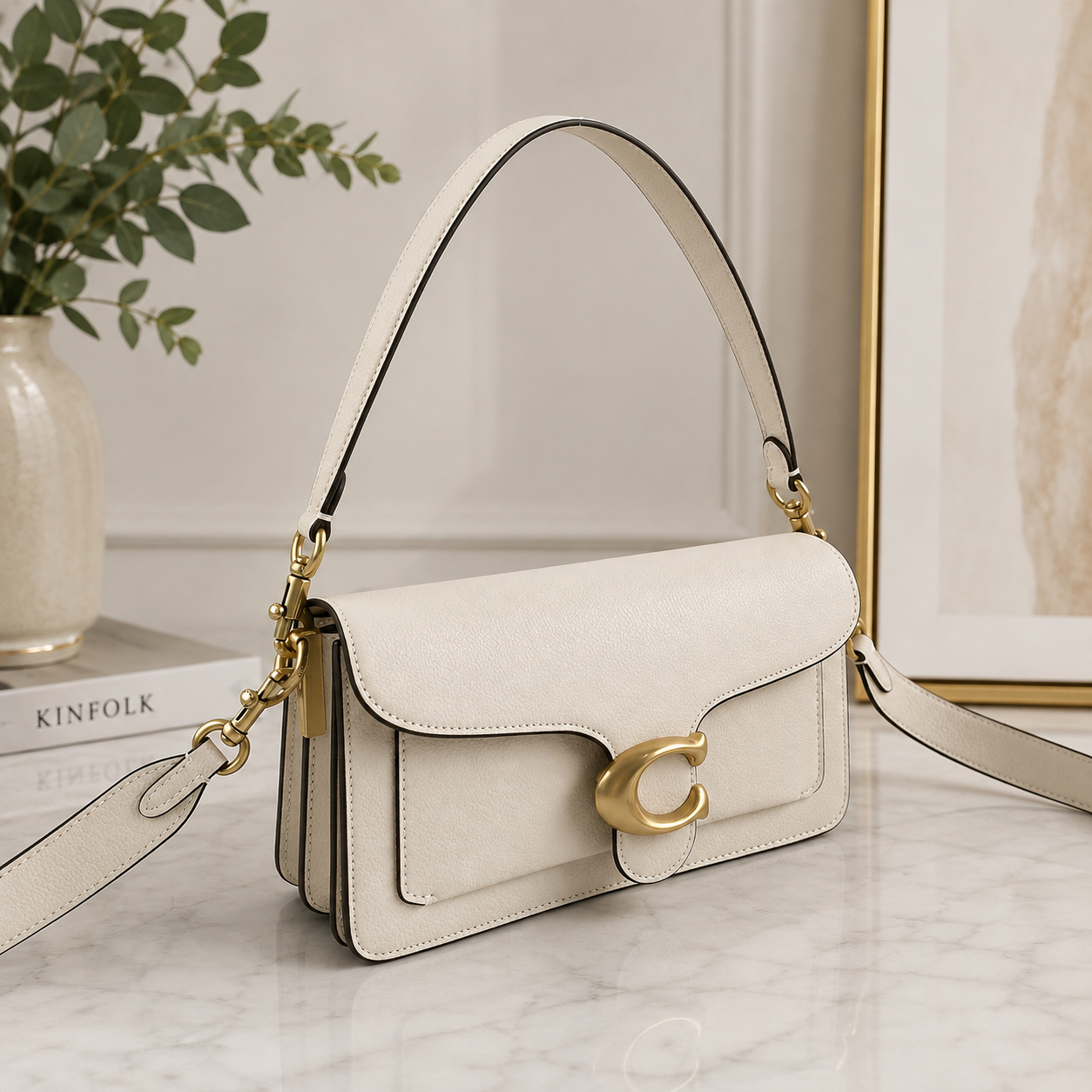 COACH CH857 Tabby 26 Shoulder Bag White Leather Crossbody Outlet New