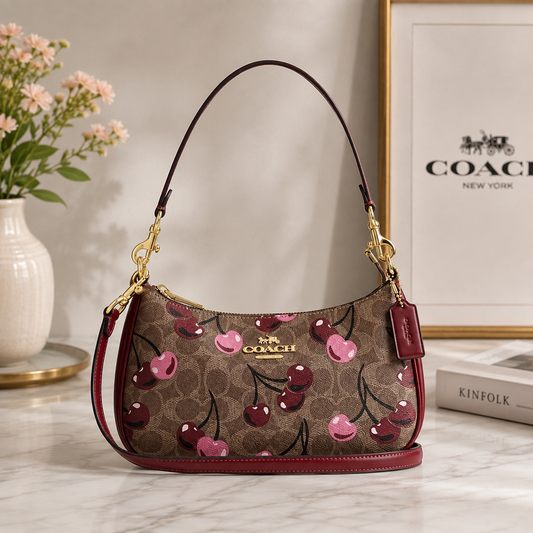 Coach Teri Shoulder Bag In Signature Canvas With Cherry Print