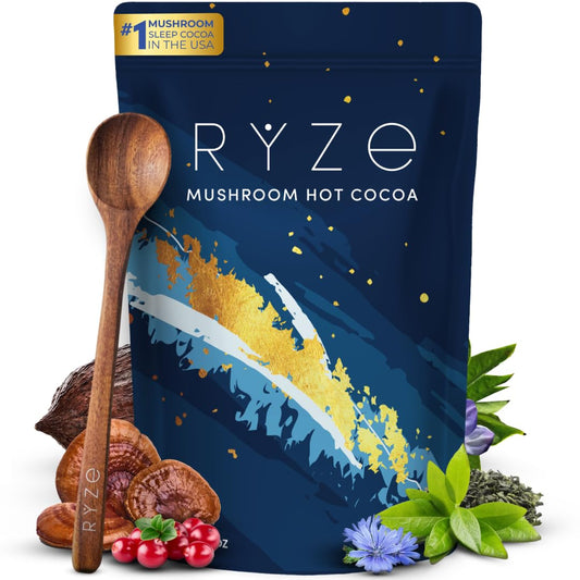 RYZE Mushroom Hot Cocoa with Melatonin, Reishi & L-Theanine, 20 Servings