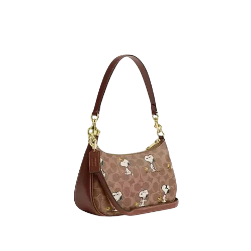 COACH Teri Shoulder Bag In Signature Canvas Brown New