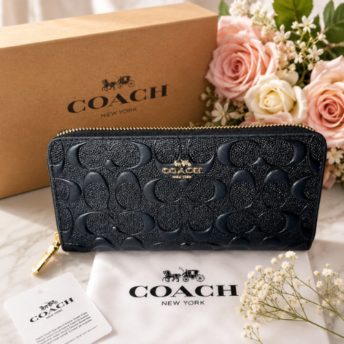 COACH Boxed Long Zip Around Wallet Signature Leather F53834 outlet F/S JP New