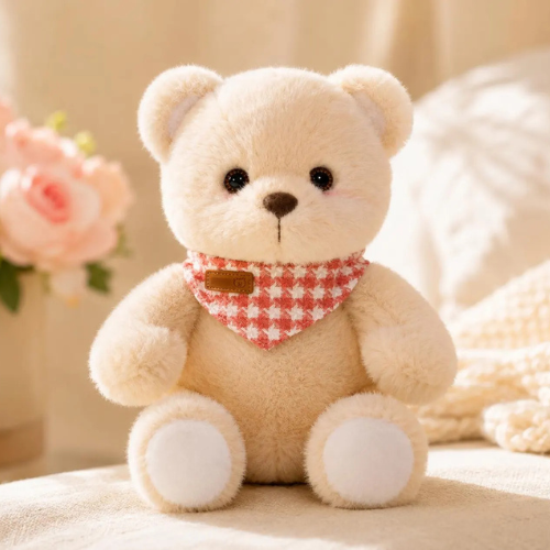 Soft Teddy Bear Plush Toy | Plaid Scarf Stuffed Animal (21cm, 25cm)