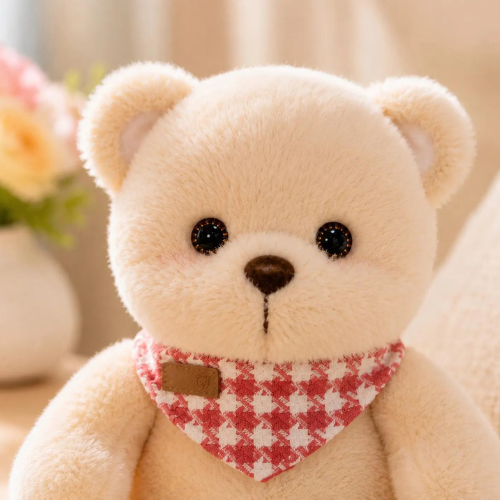Soft Teddy Bear Plush Toy | Plaid Scarf Stuffed Animal (21cm, 25cm)
