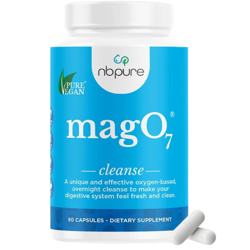 nbpure MagO7 - Natural Colon Cleanse & Detox | Occasional Constipation Relief, Stool Softening, & Bloating Support for Men & Women | Ozonated Magnesium Oxide, 90 Capsules