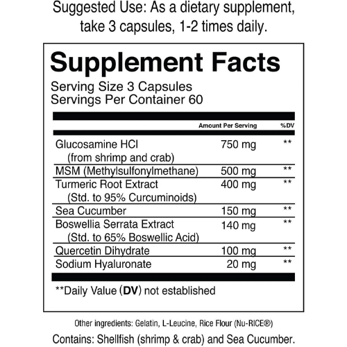 Joint Support Supplement with Glucosamine & MSM for Mobility, Flexibility & Cartilage Health | Daily Wellness Capsules