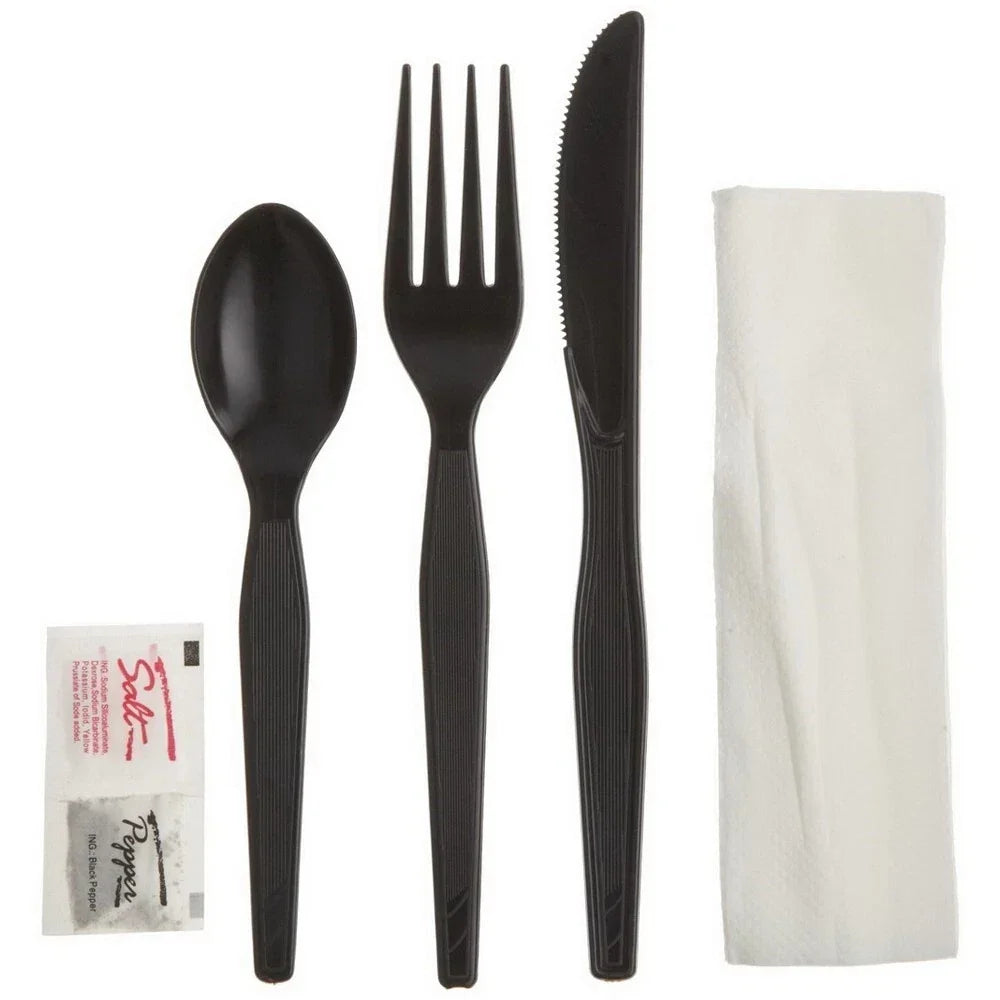 D&W Fine Pack Legion Enviroware Heavy Weight Cutlery Kit Black PS | 250/Case