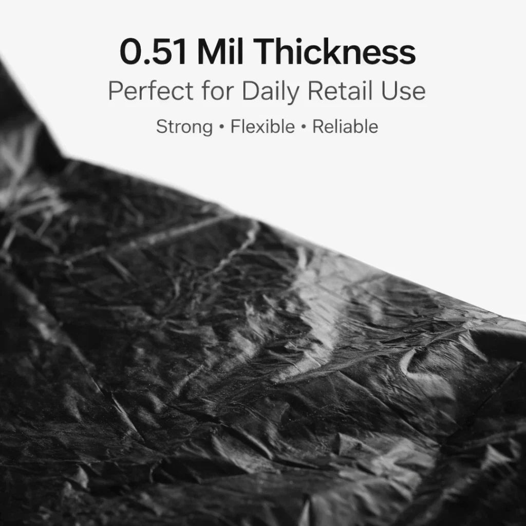 Black 1/6 Thank You T-Shirt Plastic Bags 21x6.5x11.5 0.51 Mil