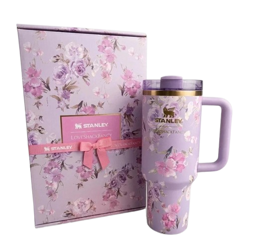 LoveShackFancy Stanley 40oz Quencher H2.0 Tumbler Rosa Beaux Purple New